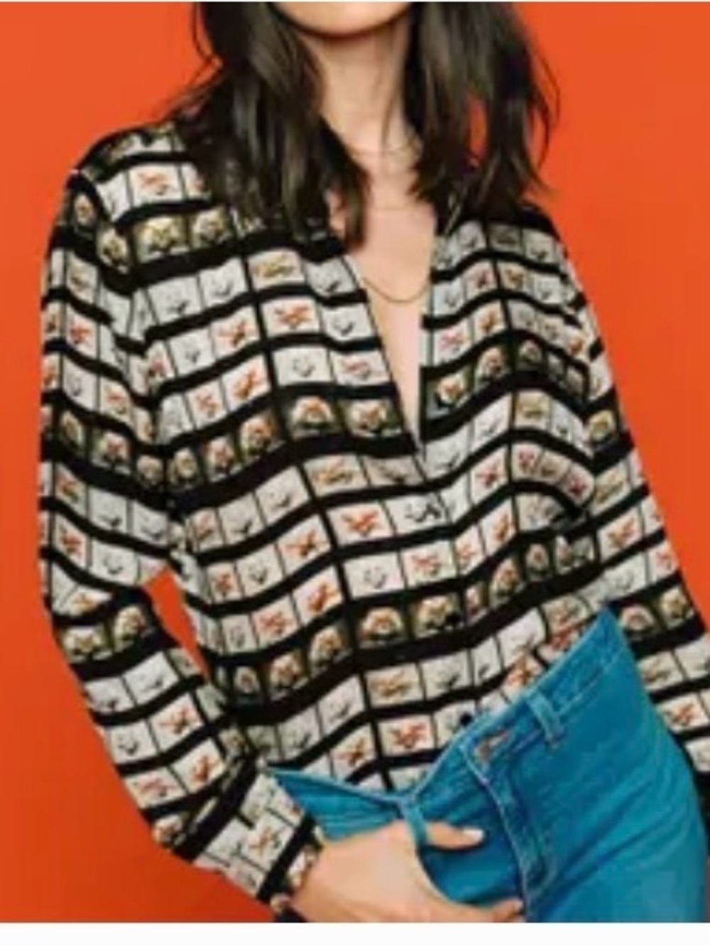 L’Agence Marilyn Monroe Film Strip Nina Blouse Bert Stern silk sz medium M